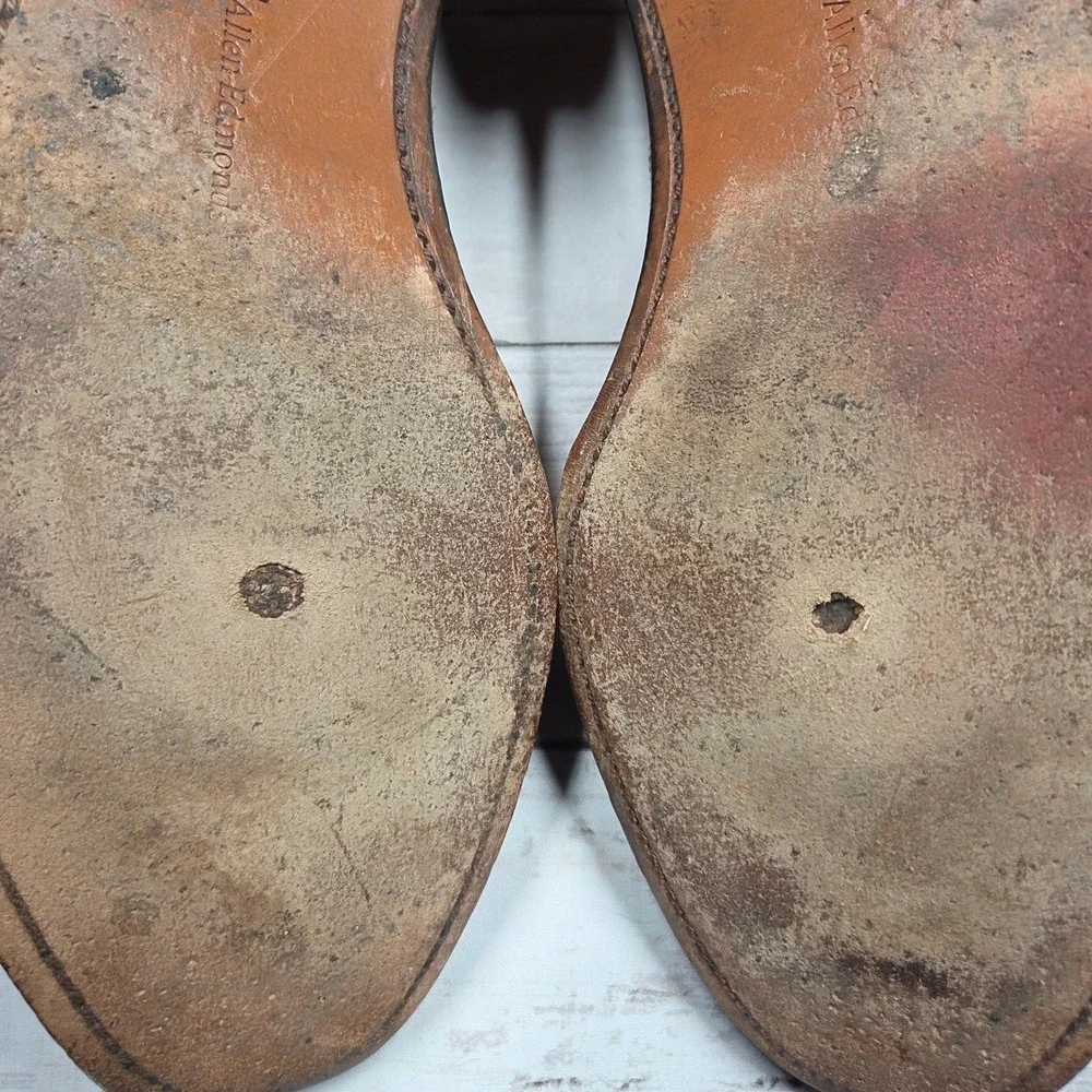 Allen Edmonds Strand Cap Toe Oxford Walnut Leather Mens 10 3E Brogue Damaged